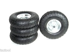 4 Tire Set 10" Steel Air Pneumatic Hand Truck Dolly Wagon Industrial Wheels