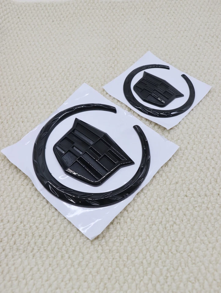 Gloss Black For ATS CTS STS Front Grille & Rear Trunk Lid Emblem Badge Foto 2 de 2