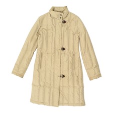 Fay Womens Long Beige Padded Winter Coat | Vintage High End Designer Overcoat