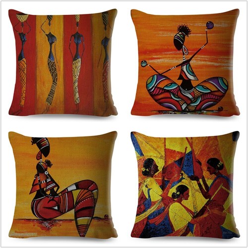 Orange Abstract Painting Africa life Collection African Woman Home Decor Pillow - Picture 4 of 38