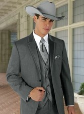 NEW Jean Yves STEEL Dark GRAY TWILIGHT Charcoal Western Tuxedo Suit Grey