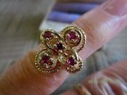 Vintage 14K Gold Ruby Ring/ 4 Genuine Natural Stones/ with hallmark CL — photo 4