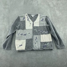 Dressbarn Womens XL Patchwork Silk Angora Blend Cardigan Sweater 3625