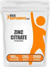 BulkSupplements Zinc Citrate Powder 250g - 100mg Per Serving
