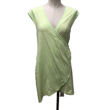 Daily Practice Anthropologie Montauk Wrap Dress Womens Medium Green Athleisure 