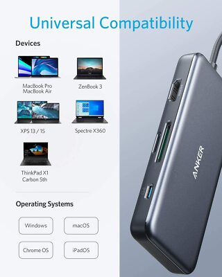 Anker PowerExpand+ 7-in-1 USB C Hub Adapter 4K HDMI SD Card Reader