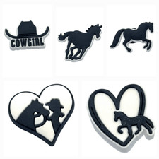 Cowgirl Shoe Charms 5pc Set Love Horse Heart Western Hat Variety Pack