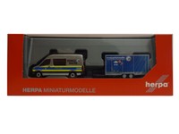 Herpa 097536 Mercedes-Benz Sprinter Halbbus Mit AnhäNger Polizei Bayern 1:87 Neu
