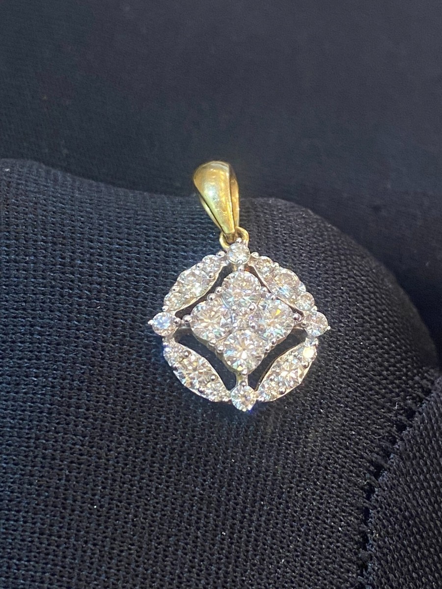 Pendentif Halo Diamant 1.32 Ct Or 18K - Diamant Naturel G SI1 - Neuf Avec Écrin - Cadeau Luxe