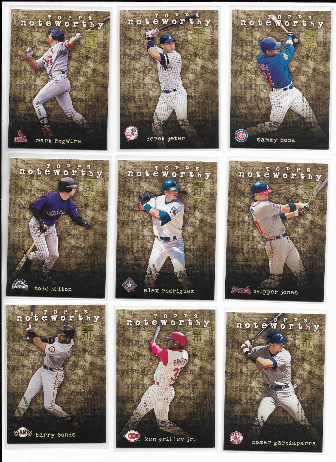 2001 Topps NOTEWORTHY Pick-A-Card McGwire Jeter Chipper Bonds Griffey Ripken +++