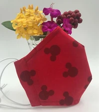 NEW Mickey Mouse Adult Cloth Face Mask with Filter Pocket Nose Wire 100% Cotton