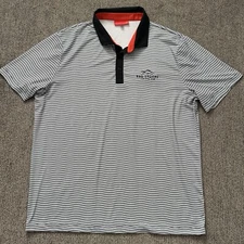 Redvanly Mens XL Polo Golf Shirt Short Sleeve Black White Stripe Red Ledges Utah