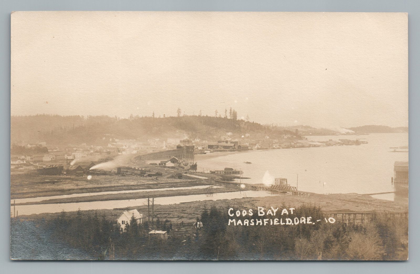 Coos Bay—Marshfield Oregon RPPC Rare Antique Photo Postcard—Lumber Yard