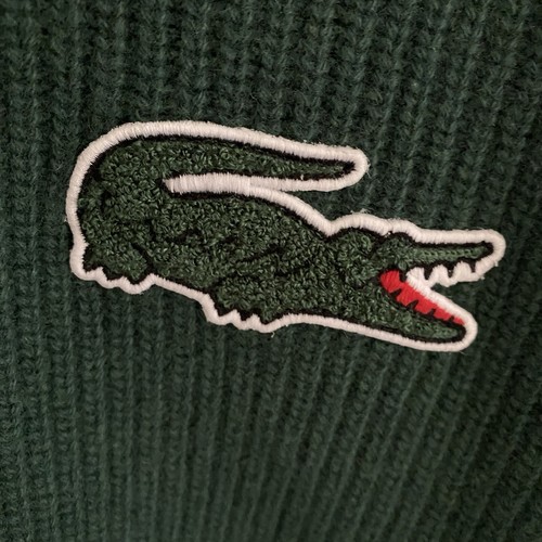 Lacoste Cricket Wool Jumper FR7 2XL XXL Mens Cable Knit Ribbed Green V Neck - Picture 6 of 12