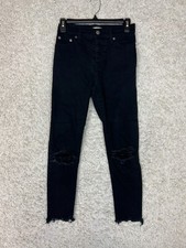 Levis Wedgie Skinny Jeans Womens 25 Black Distressed Stretch Casual Denim Pants