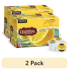 (2 Pack) Celestial Seasonings Lemon Herbal Tea Keurig K-Cup Tea Bags, 12 Count