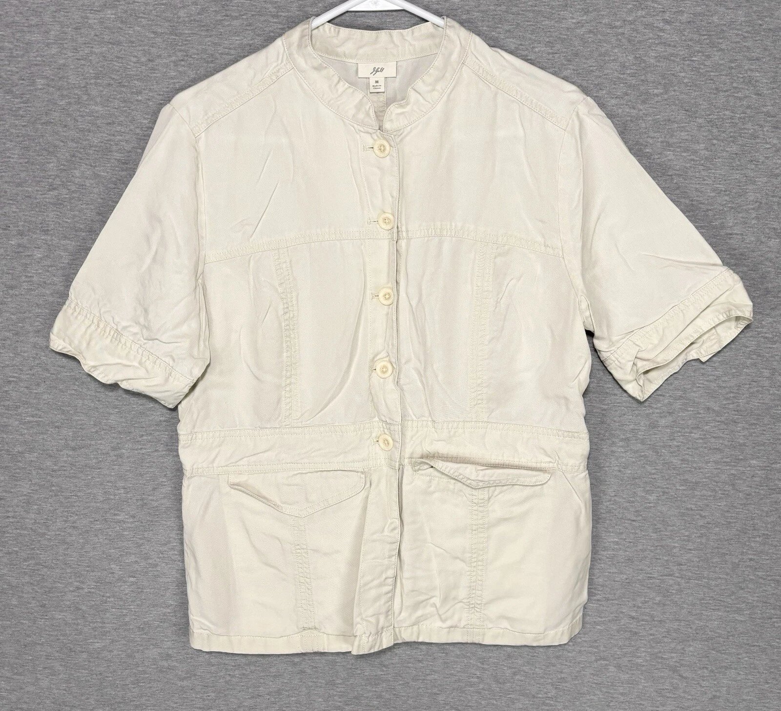 OFF WHITE J Jill Camicia Media Giacca Cotone Utility Shacket Manica Corta Off White Tasche