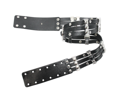 Maje Black Leather Studded Belt Size 3 Studded leather belt main image 4
