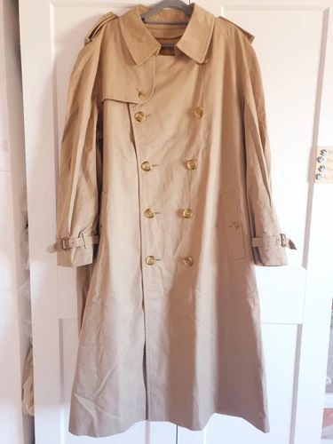 Trench uomo Burberry vintage beige cotone con fodera in lana grande
