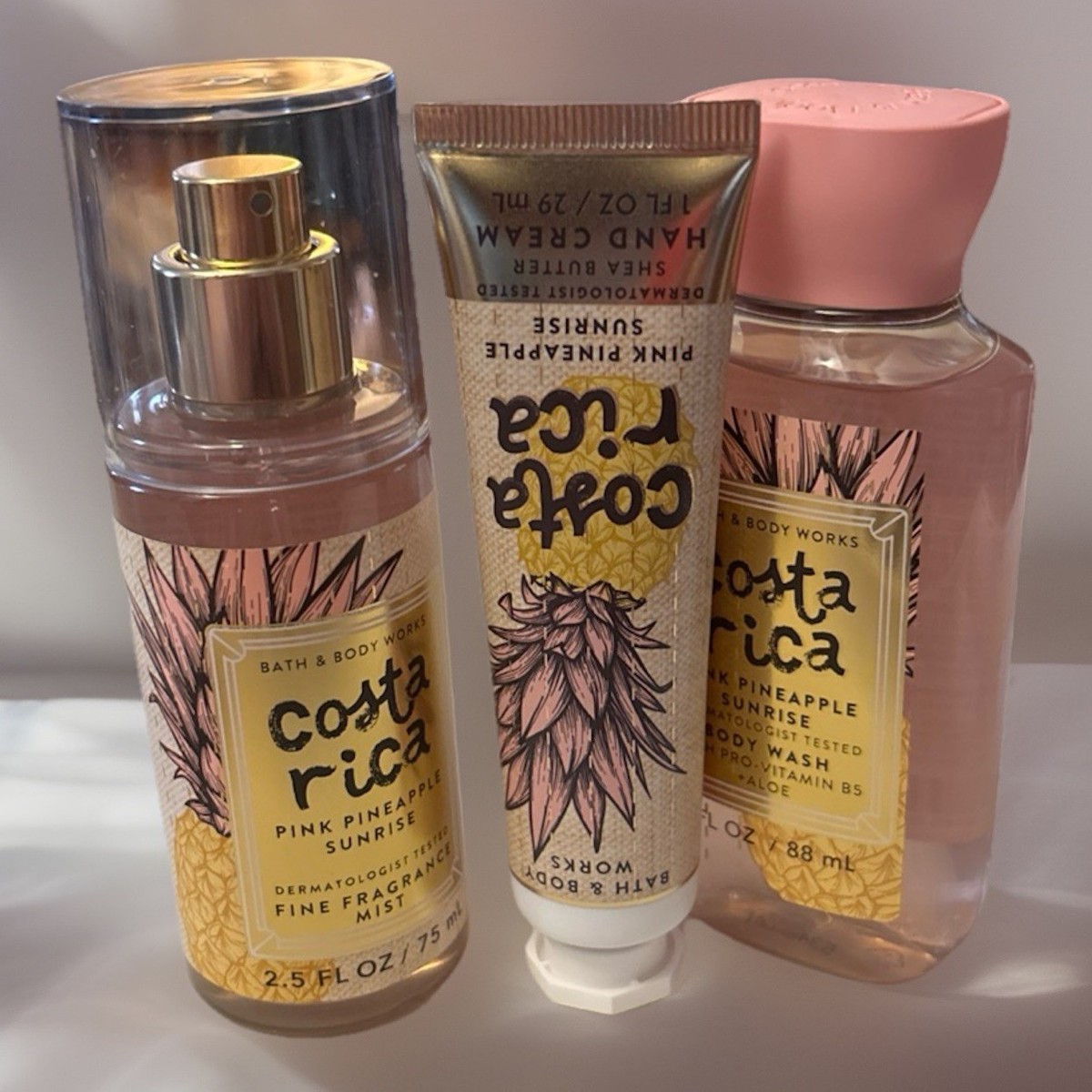 3 Piece Costa Rica PINK PINEAPPLE SUNRISE Travel Gift Set BBW | eBay