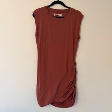 Free People Beach Ruched Scrunch Side Sleeveless Mini Dress 100% Cotton Sz Med
