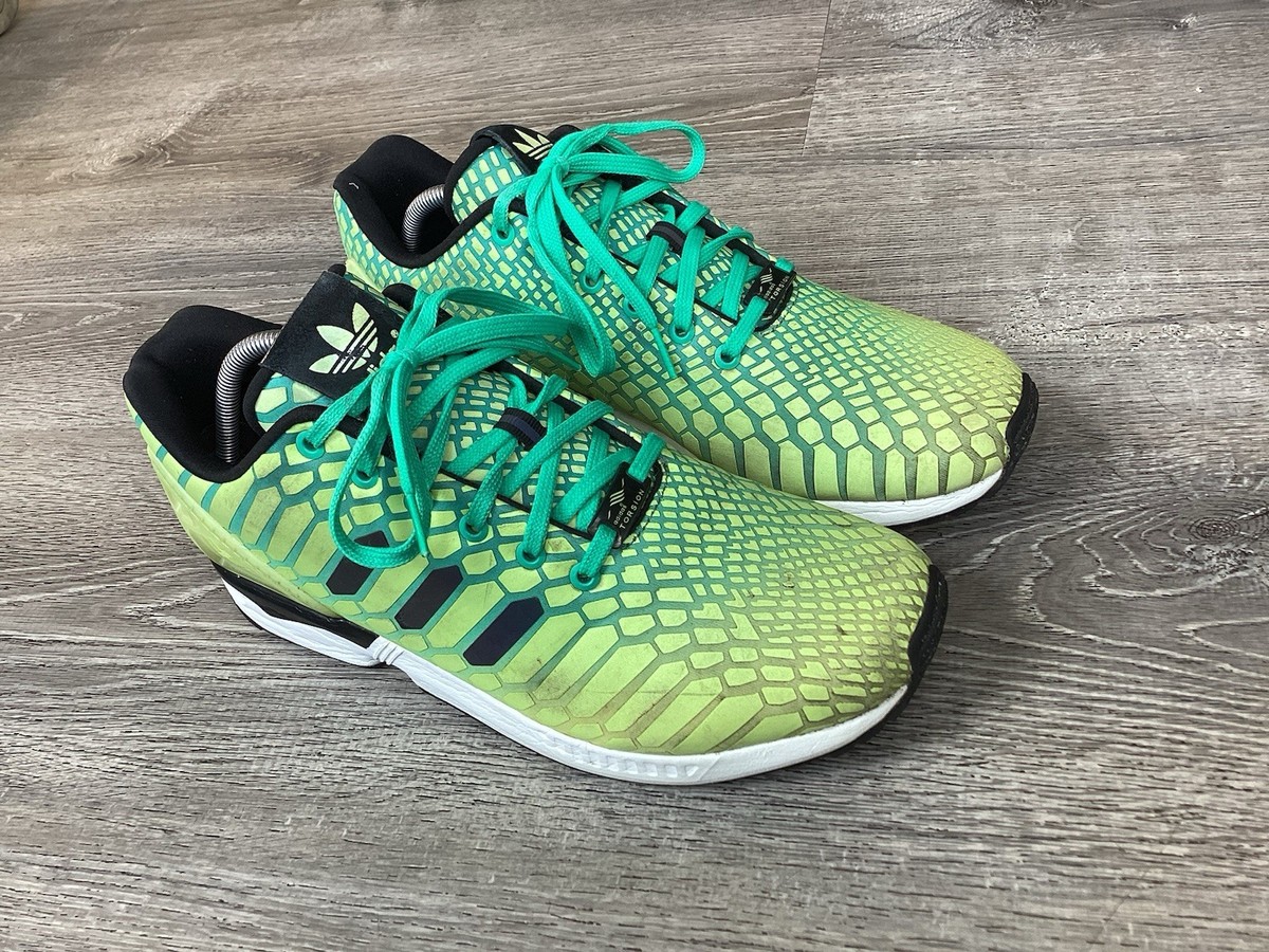ADIDAS ZX FLUX Mens Trainers Size 11 Glow in Dark Yellow/Mint ADIDAS ZX FLUX Mens Trainers Size 11 Glow in Dark Yellow/Mint