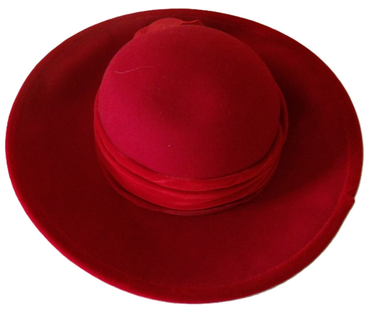 Scala Vintage Red Wool Wide Brim Hat Purple Trim Flower Church Derby Tea Scala Vintage Hats for Women | eBay main image 2