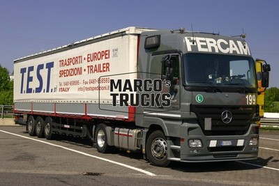 LKW Foto Mercedes-Benz Actros Planensattelzug Italien grau FERCAM T.E.S.T #k1wl