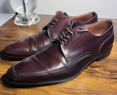 Hugo Boss Made in Italy Leather Derby Dress Shoes Mens US 8 Vero Cuoio Apron Toe