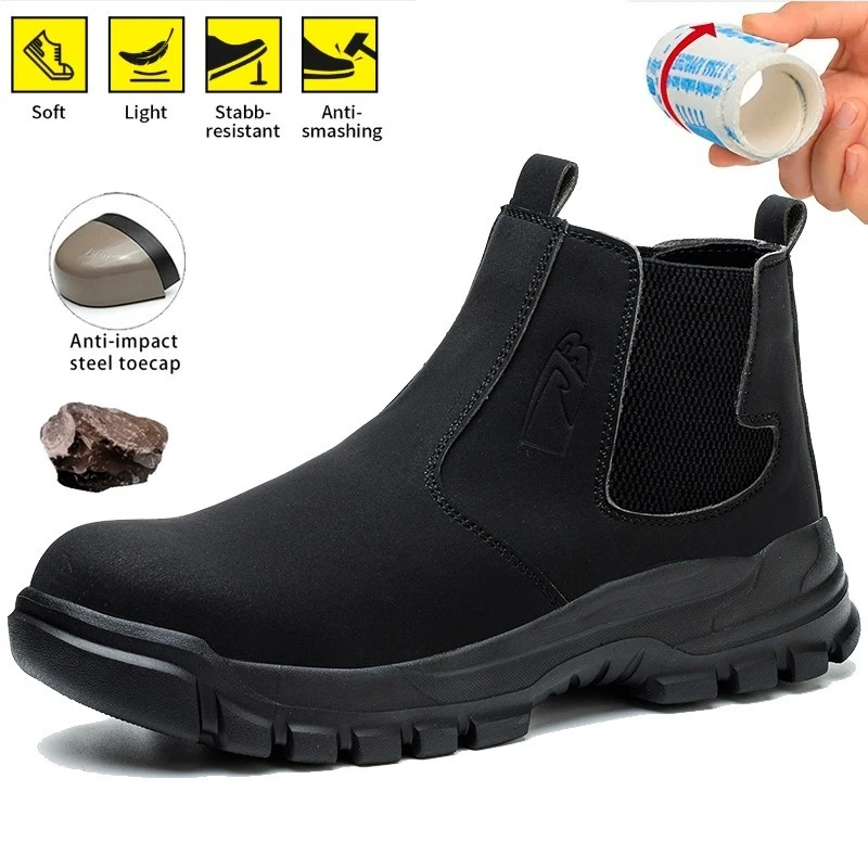 Men's Work & Safety Boots Steel Toe Shoes Puncture-Proof Sole For Construction