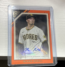 Topps 2022 Gallery Blake Snell Veterans Autographs Orange Parallel /25 Padres