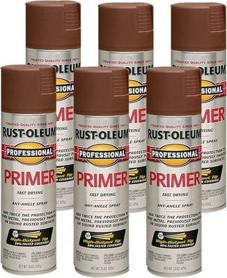 Professional Primer Spray, Flat Red, 15oz, 6 Pack, Automotive/General Use