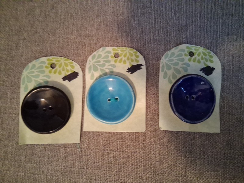 Lot of 3 large handmade ceramic buttons