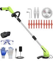 12V Cordless Grass Trimmer, 2.0Ah Battery, Fast Charger, 3 Types Cutting Blade