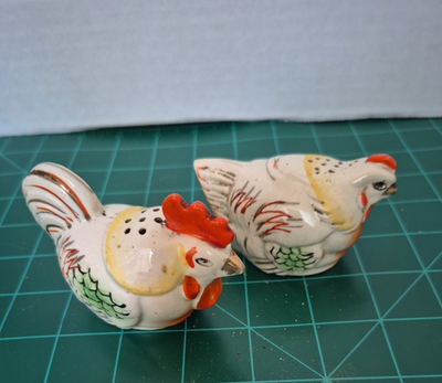 レトロ　小鳥　陶器製　ソルト＆ペッパー　置物　2点セット品 Vtg Salt Pepper Shakers Made in Occupied Japan Hen & Rooster Cork