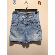 Forever 21 Women's Size 28 Blue Denim High Rise Button Fly Shorts