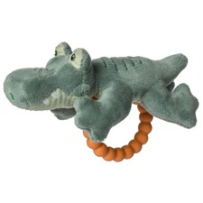 Mary Meyer Soft Baby Rattle with Soothing Teether Ring, 6", Afrique Alligator