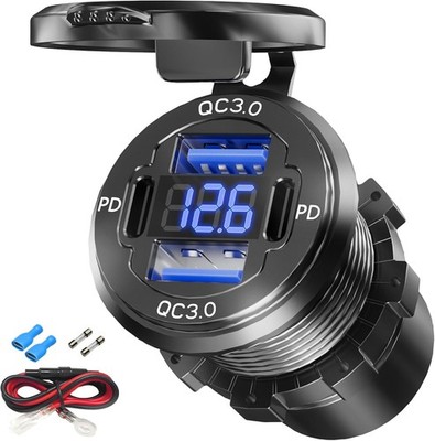 VANONE Waterproof 12V USB Outlet Dual PD QC 3.0 for Boat