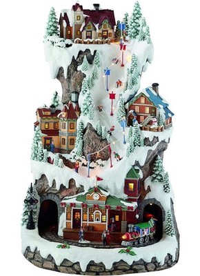 20'' LED SKI VILLAGE WITH MUSIC Lights Moving Train 8 Songs Costco Exclusive