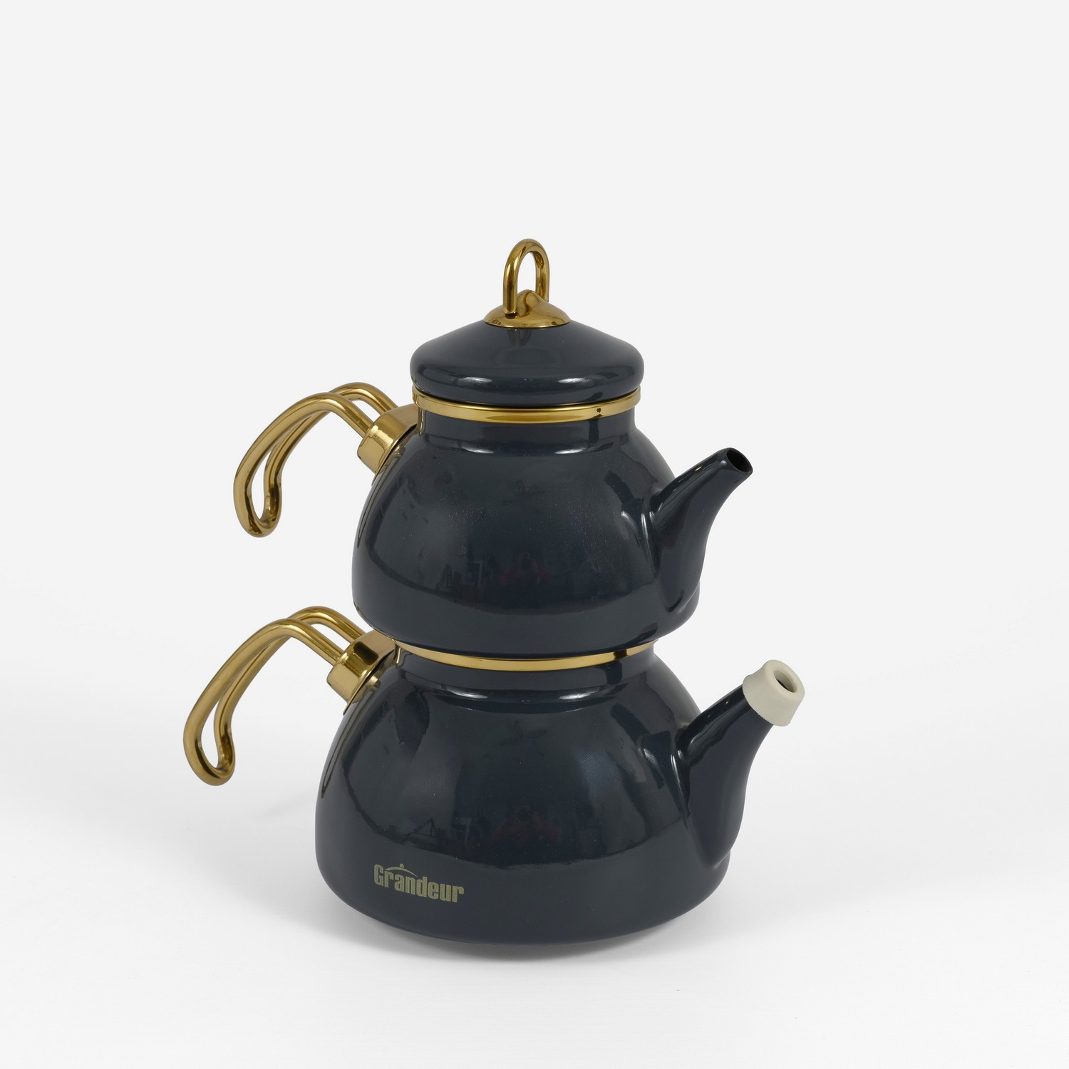 Théière double turque bleue pour des matins chaleureux en famille