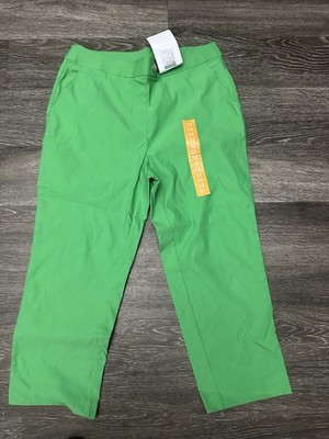 Rafaella Stretch Capri Pants Womens 12 Kelly Green Pull On Ponte Slim Pockets