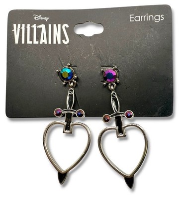 Disney Hot Topic Halloween Villains Evil Queen Dagger Heart Dangle Earrings NWT