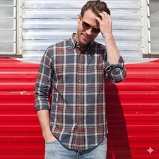 Vintage Duck Head Shirt Mens Medium Plaid Button Down Made in USA 90s Preppy EUC