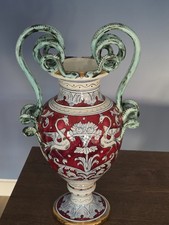 Vaso in Ceramica di Deruta Lustro Rubino Grande Formato H 97 cm Ø 87 cm  Oro 19k