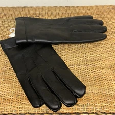 Vintage Men's Med Faux Leather Dress Gloves Vinyl Cotton Blended Fabric Preppy