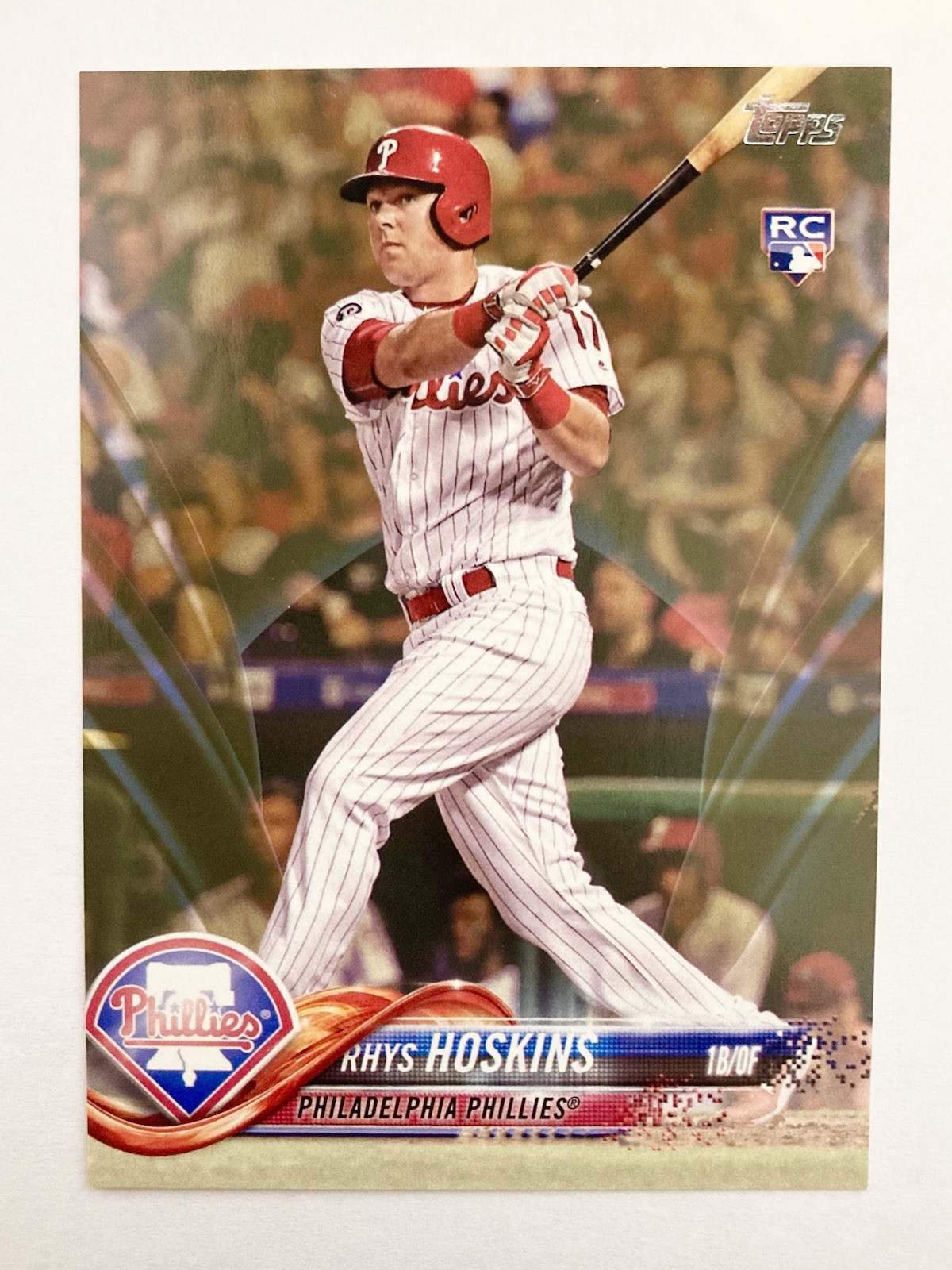 2018 Topps #259 RHYS HOSKINS Gold Border /2018 Rookie Card RC Phillies SP