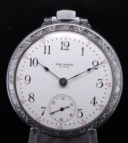 Antique 1917 Waltham Grade No. 18 18s Chrome Plated 54mm 7J O/F Pocket Watch N/R