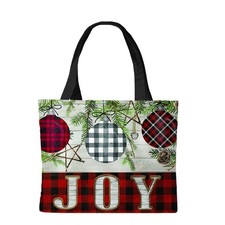 Briarwood Lane Christmas Patterned Ornaments Canvas Tote Bag 15" x 14" x 7"