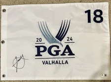Xander Schauffele Signed 2024 PGA Championship Embroidered Flag Valhalla Beckett