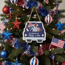 Happy 4th Of July Truck Ornament Metal Decoration Home Decor Gift Keepsake